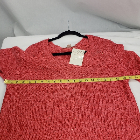 Boston Prosper Lace Bottom Sequin Sweater Coral Size Medium NWT - Picture 5 of 5